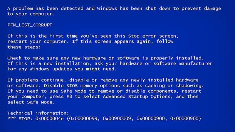 blue screen of death